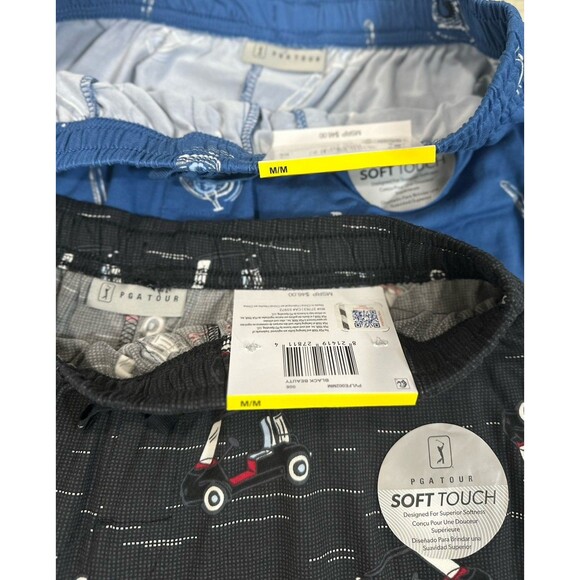 PGA Tour Men’s Sleep Pants Two-Pack Pajama Soft Touch Lounge Black -Blue Print M - Picture 6 of 7